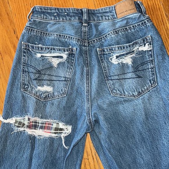 American Eagle Plaid Distressed Jeans - Picture 2 of 3